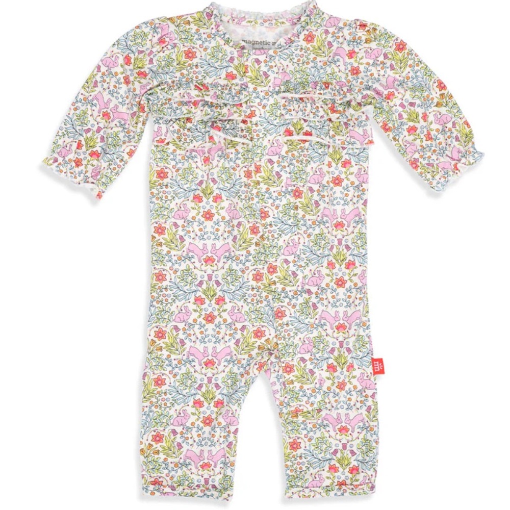 Magnetic Me Easter Bunny Rabbit Hip Hop Coverall Romper Onesie Ruffle Modal Baby